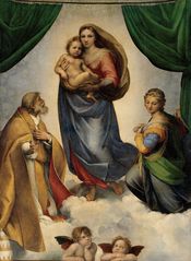 ‚Sixtinische Madonna‘ von Raffael, 1512/13, Öl auf Leinwand, 256 cm × 196 cm