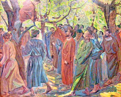 Szene aus dem Lukasevangelium: Jesus bietet dem ausgegrenzten Zachäus einen Rückweg in die Gemeinschaft an. Foto: wiki